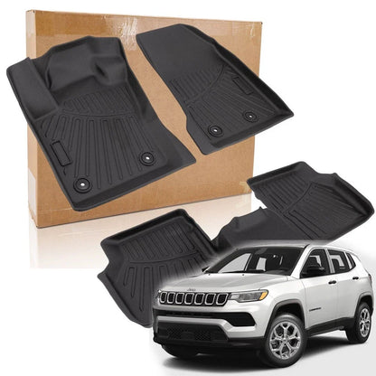 Set of 3 Floor Mats Liner for Jeep Compass (2017–2025) 3D Mold TPE Rubber