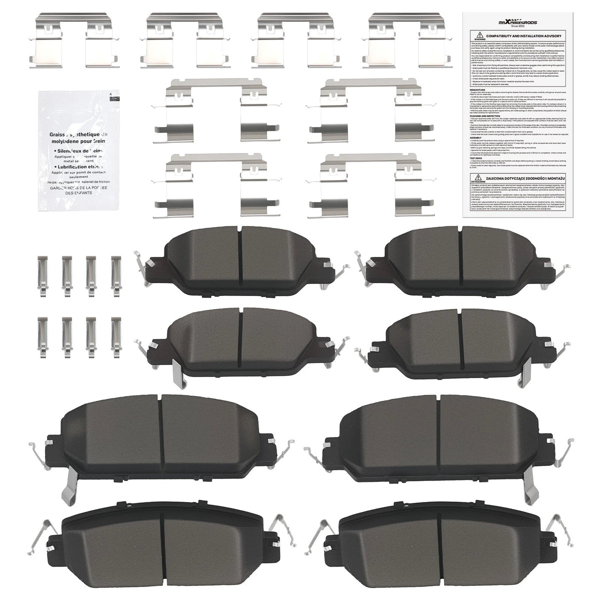 Set of 4 Ceramic Brake Pads for Honda CR-V (2017–2022) D2036 D2037