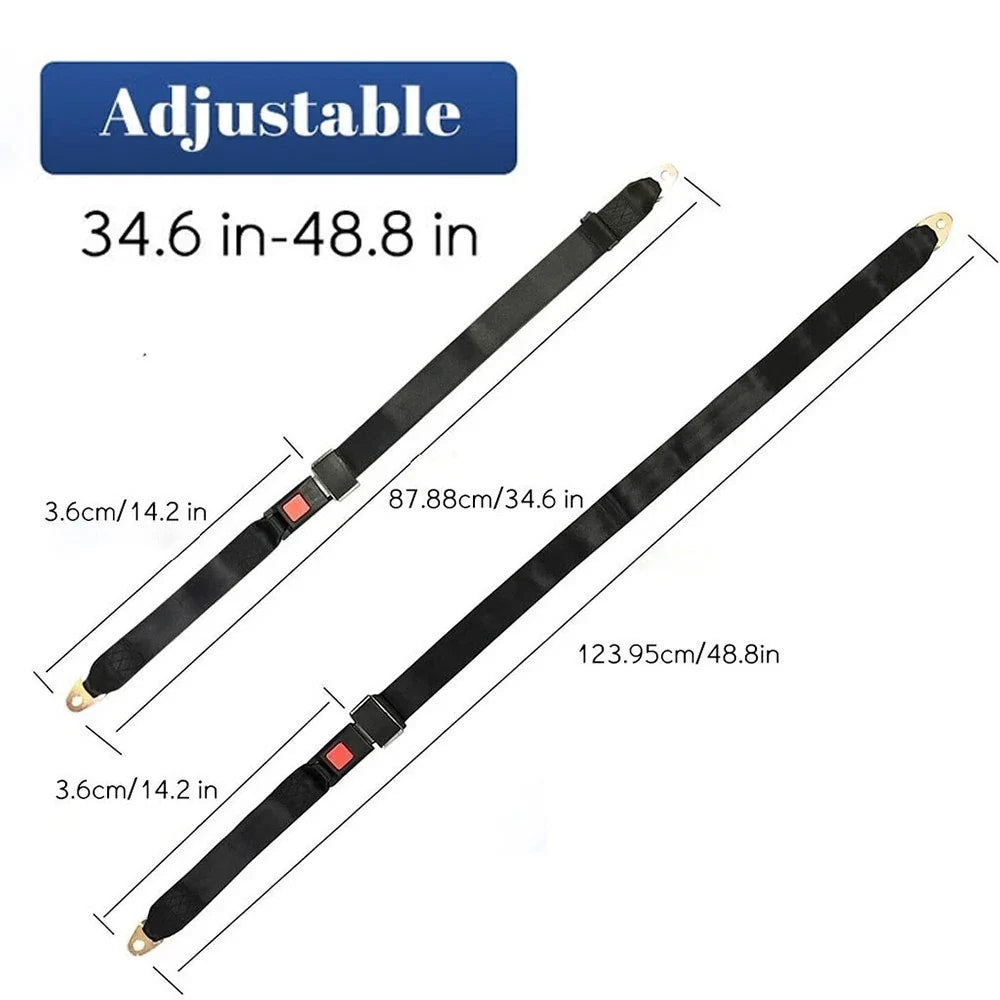 Set of 4 Adjustable 2-Point Lap Seat Belts for Universal Trucks and Cars