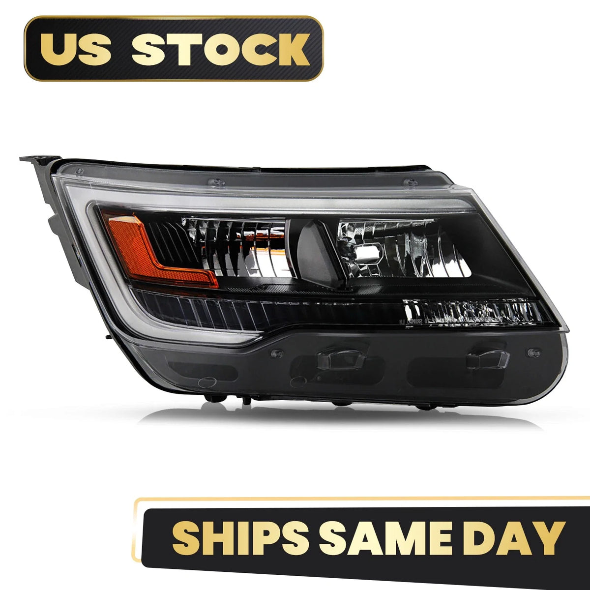 Halogen Headlight w/ LED DRL Black Bezel for Ford Explorer Sport (2016–2018)