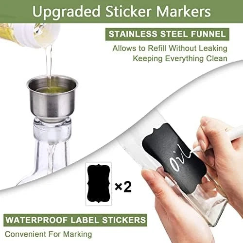 2X Glass Olive Oil Dispenser Bottle for Kitchen Use