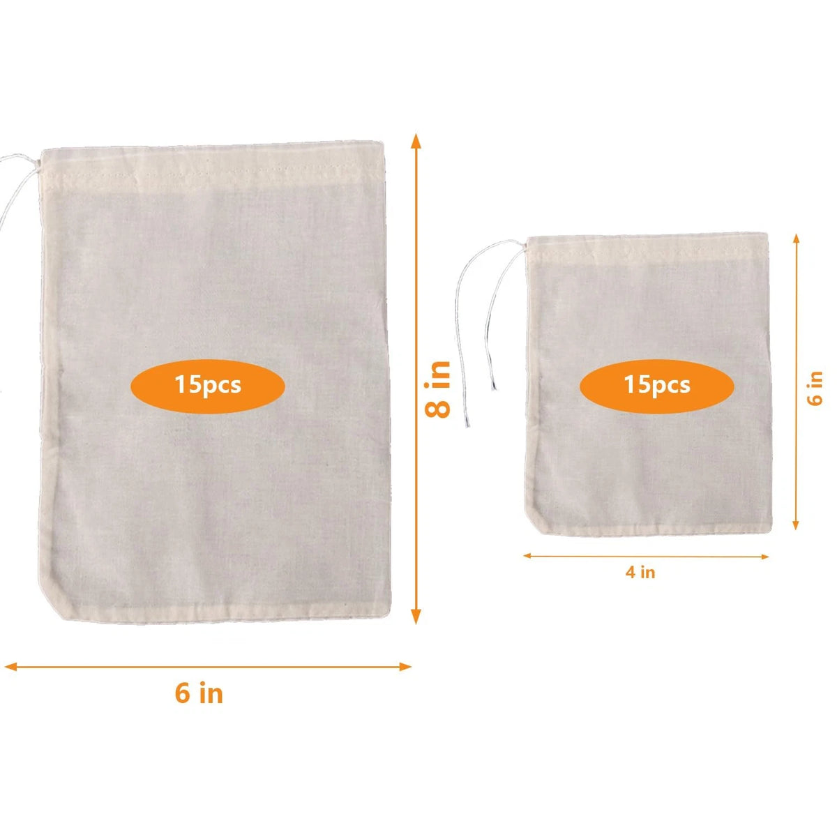 30 Pcs Natural Cotton Spice Bags for Various Sizes (M, L)