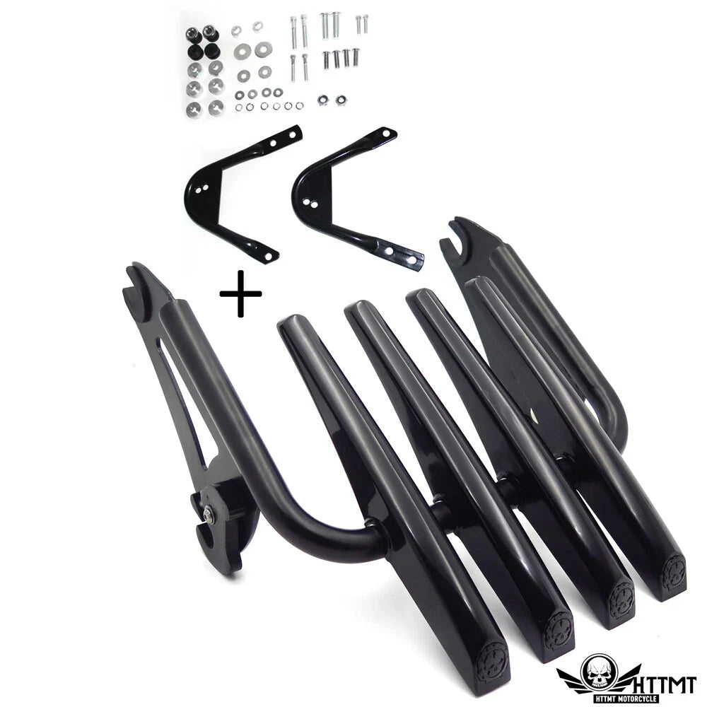 Black Skull Detachable Stealth Luggage Rack for Harley Touring (1997–2008)