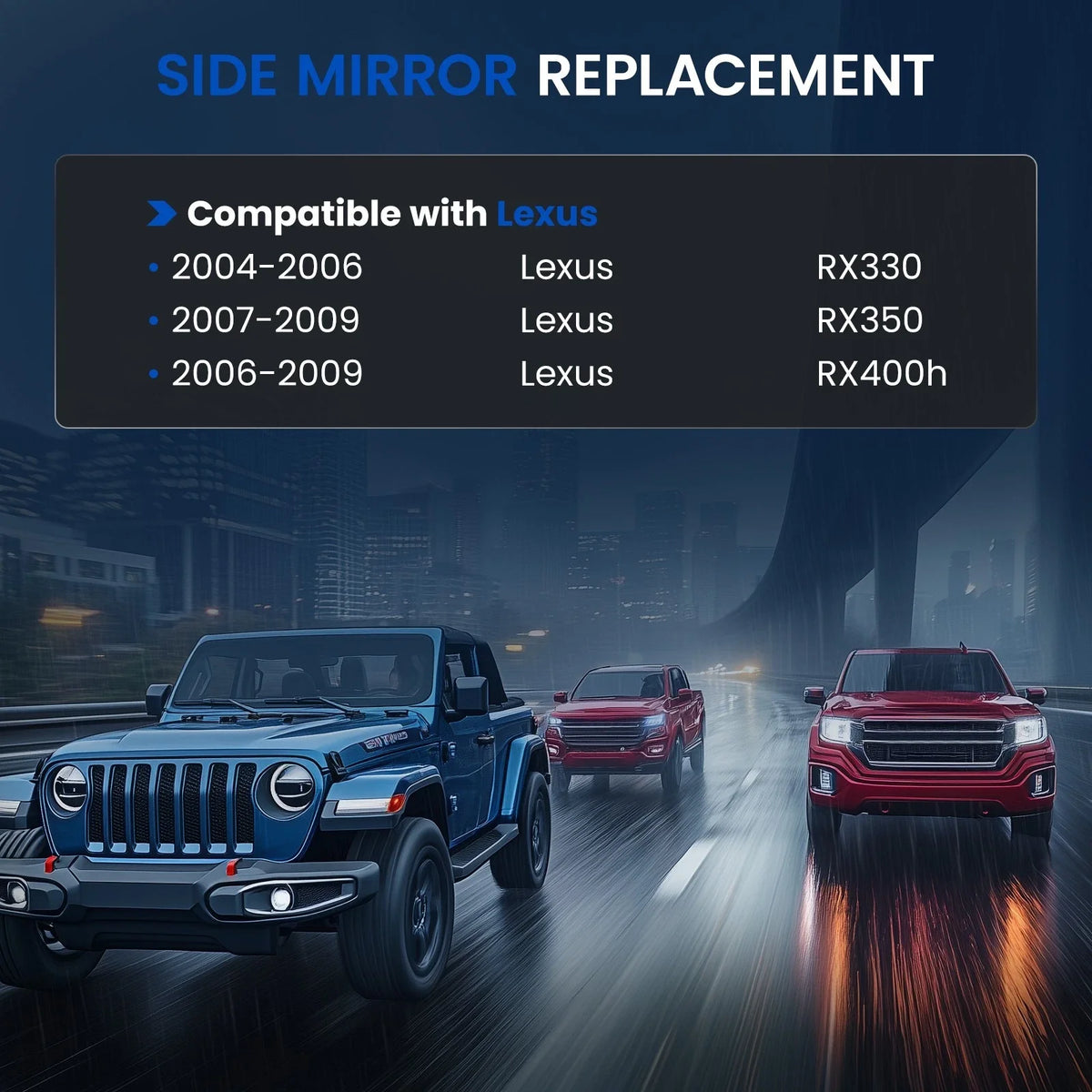 Driver Side Power Heated Mirror Glass for Lexus RX330 RX350 (2004–2006)