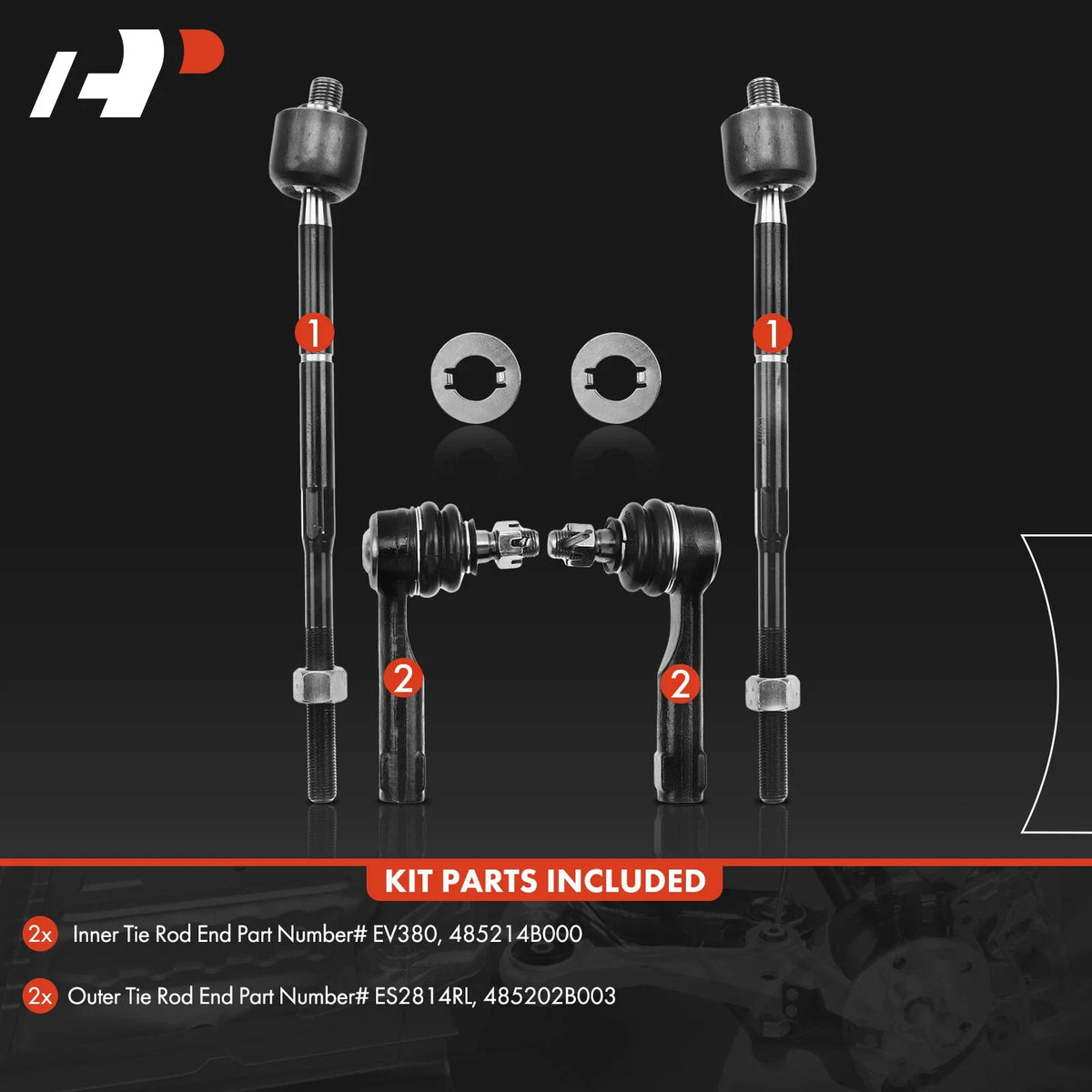 Set of 4 Inner & Outer Tie Rod Ends for Nissan Sentra (1995–2006) 200SX (1995–1998)