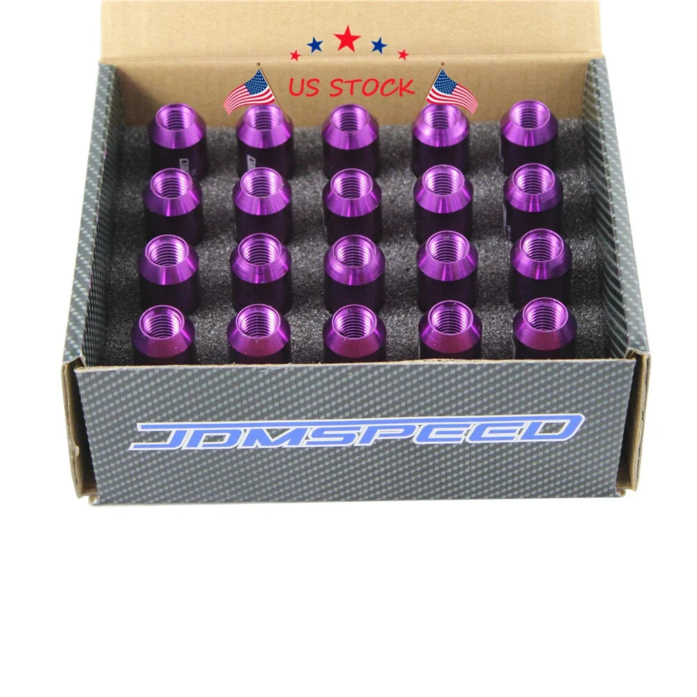 Set of 20 Purple M12x1.5 Extended Aluminum Racing Lug Nuts for Universal