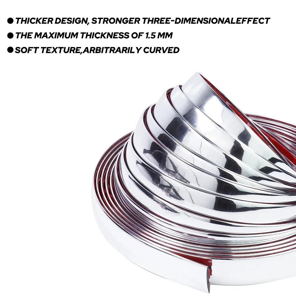Set of 2 Chrome Door Guard Trim Strips for Trucks SUV (0.8"x16')