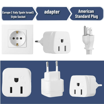 2X Type C Travel Plug Adapter for US to Europe