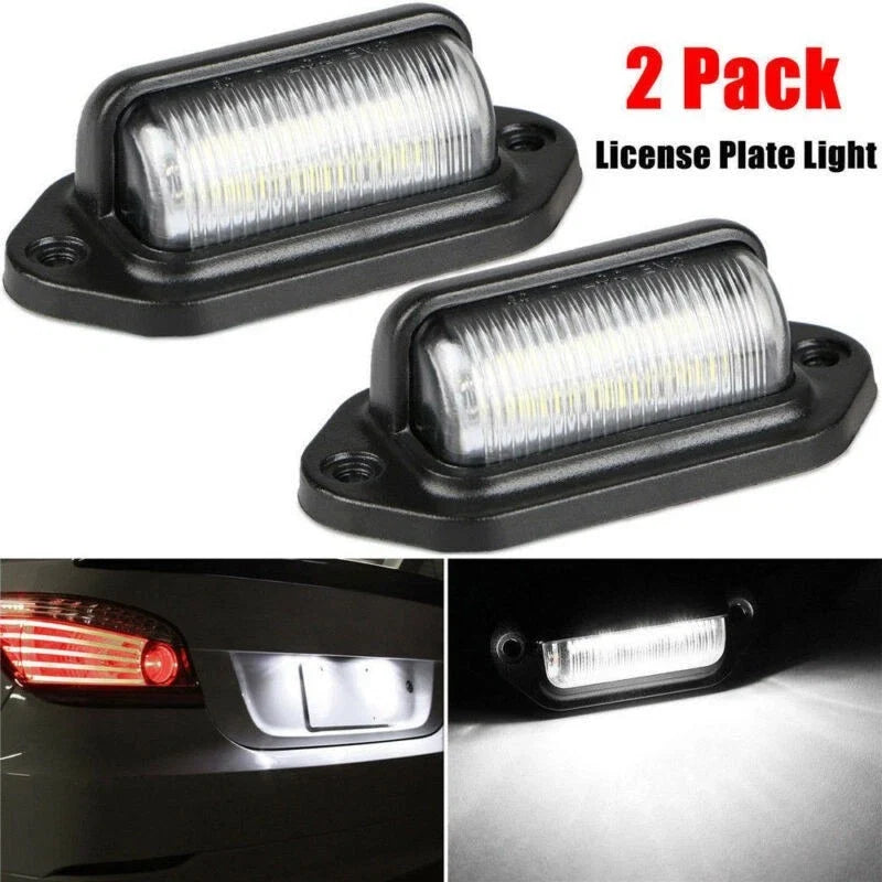 2X LED License Plate Lights for Car Boat Truck Trailer (10-30V)