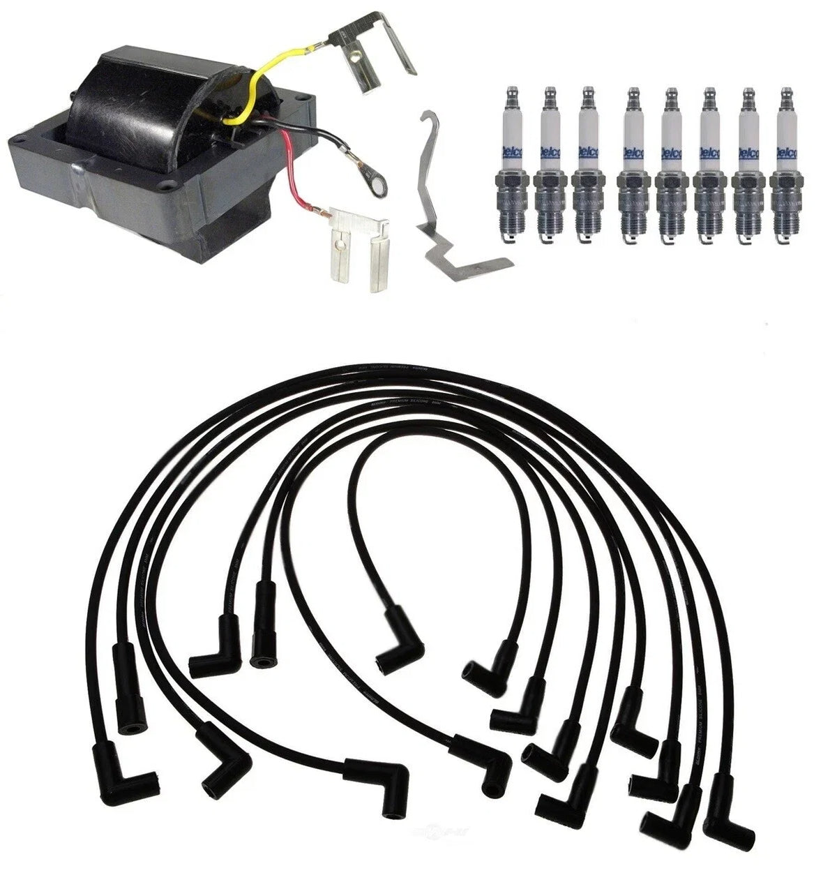 Ignition Wires & Spark Plugs Kit for GMC C2500, Chevy K20, K30, C20 (1 Coil, 8 Plugs)