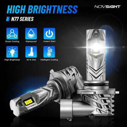 2X HB4 9006 LED Headlight Bulbs for NOVSIGHT (6500K White)
