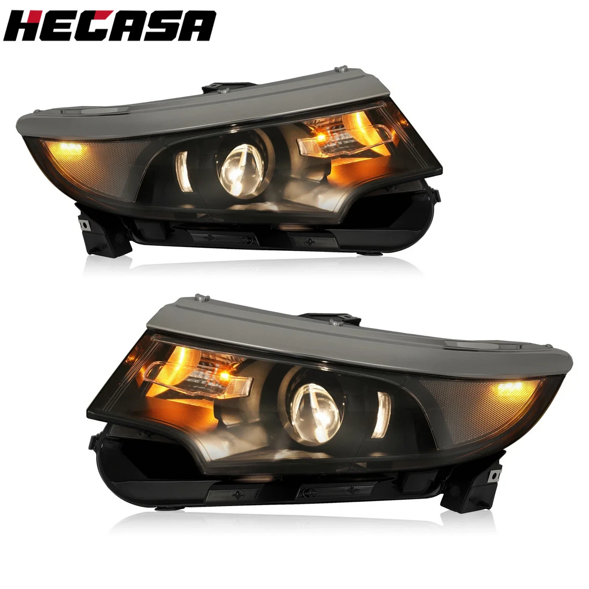 Set of 2 Black Projector Headlights for Ford Edge (2011–2014) 5 Pins