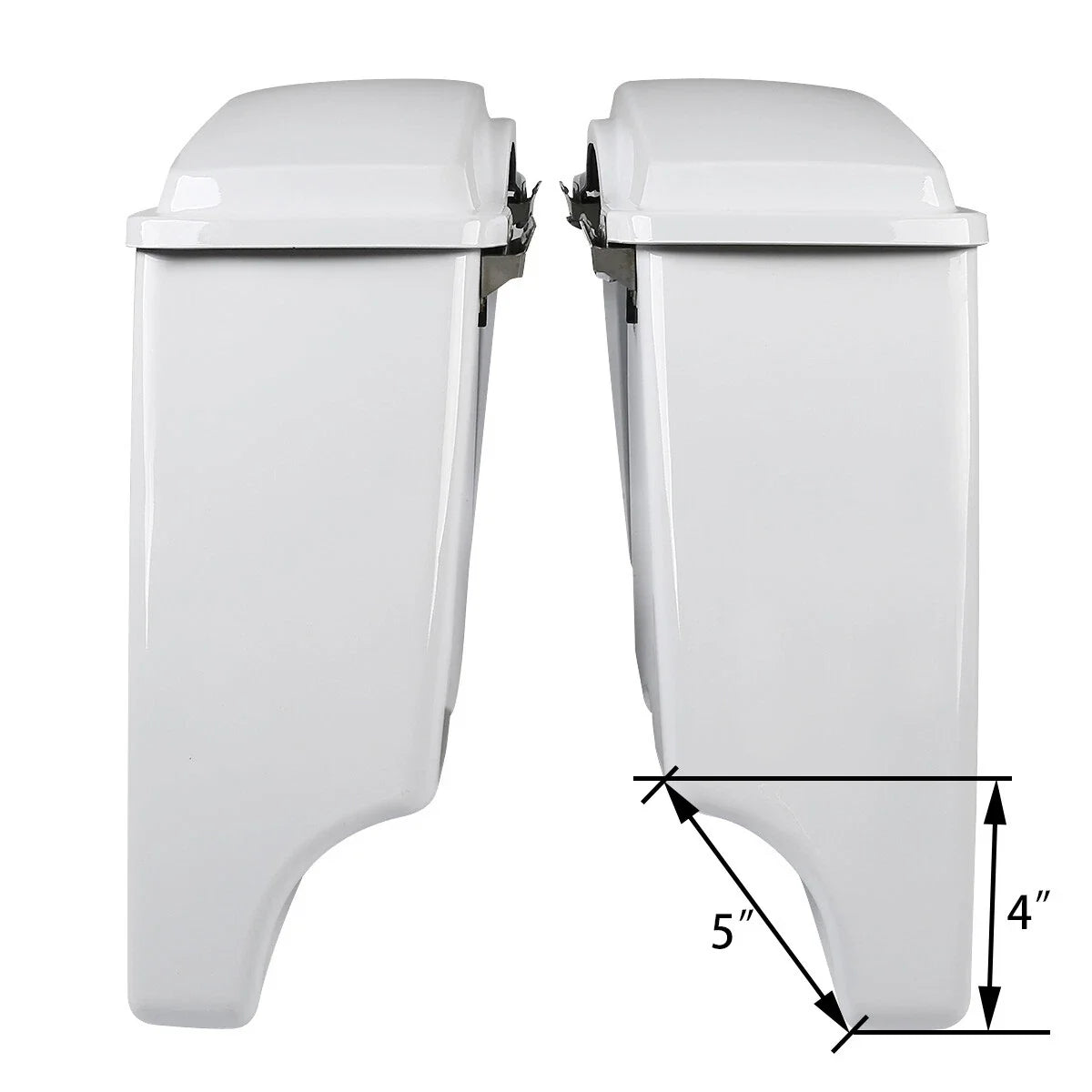 5" White Stretched Extended Hard Saddlebags for Harley Softail Fatboy (1984–2017)