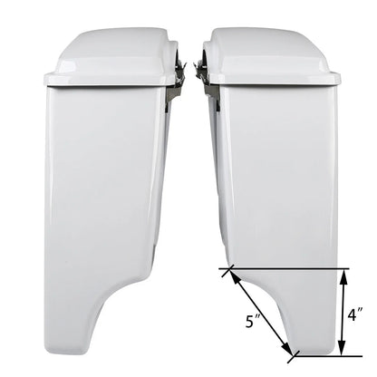 5" White Stretched Extended Hard Saddlebags for Harley Softail Fatboy (1984–2017)