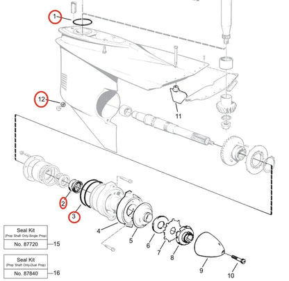 Lower Unit Gearcase Seal Kit for Volvo Penta Engines (897426, 925261, 925256, 955974)