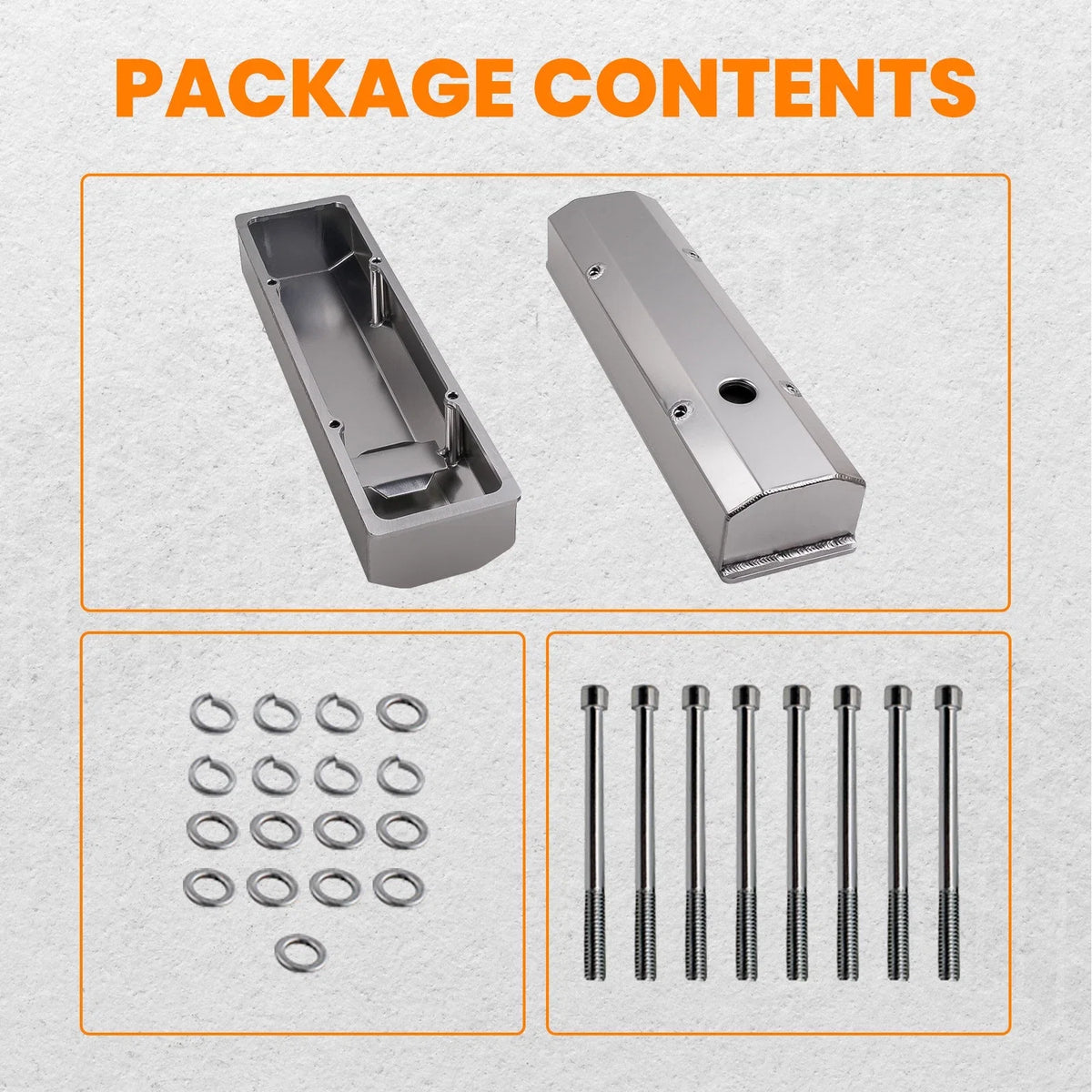 Valve Cover Kit for Chevy Small Block 283/350/302/327/305 (1958–1986) Aluminum