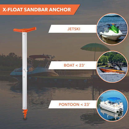 X-Float Sand Anchor for Boat, PWC, Pontoon (Aluminum, Shallow Water)