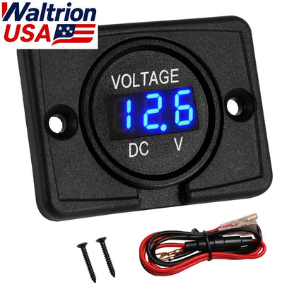 LED Digital Voltage Gauge Battery Meter Monitor for Car Marine (12V 24V 36V)