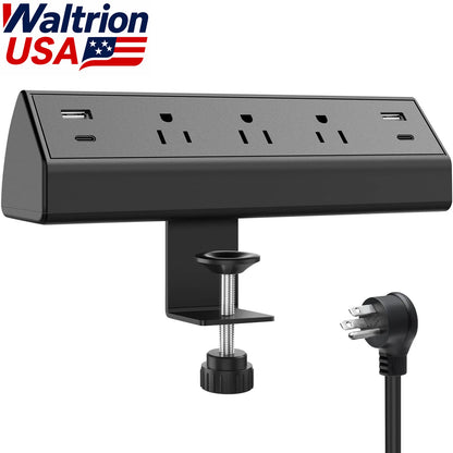 Desk Clamp Power Strip Surge Protector with 3 Outlets & 2 USB C PD 20W