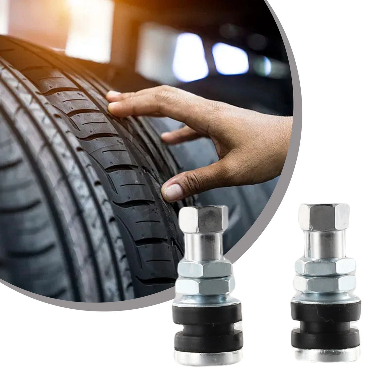 Set of 2 Tubeless Vacuum Tire Valve Stems for Car (Universal Fit)