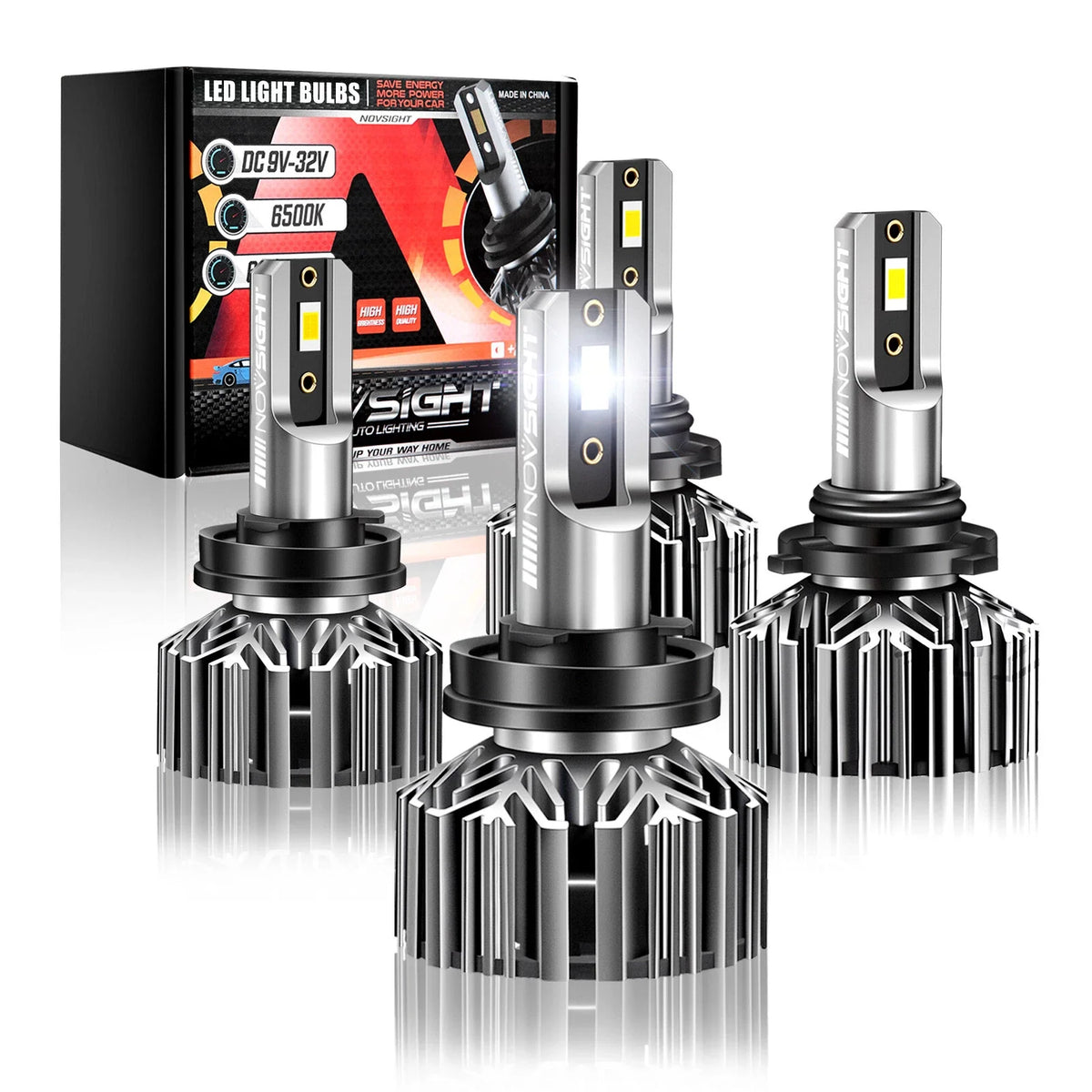 Set of 4 Novsight 9005 HB3 + H11 LED Headlight Bulbs for