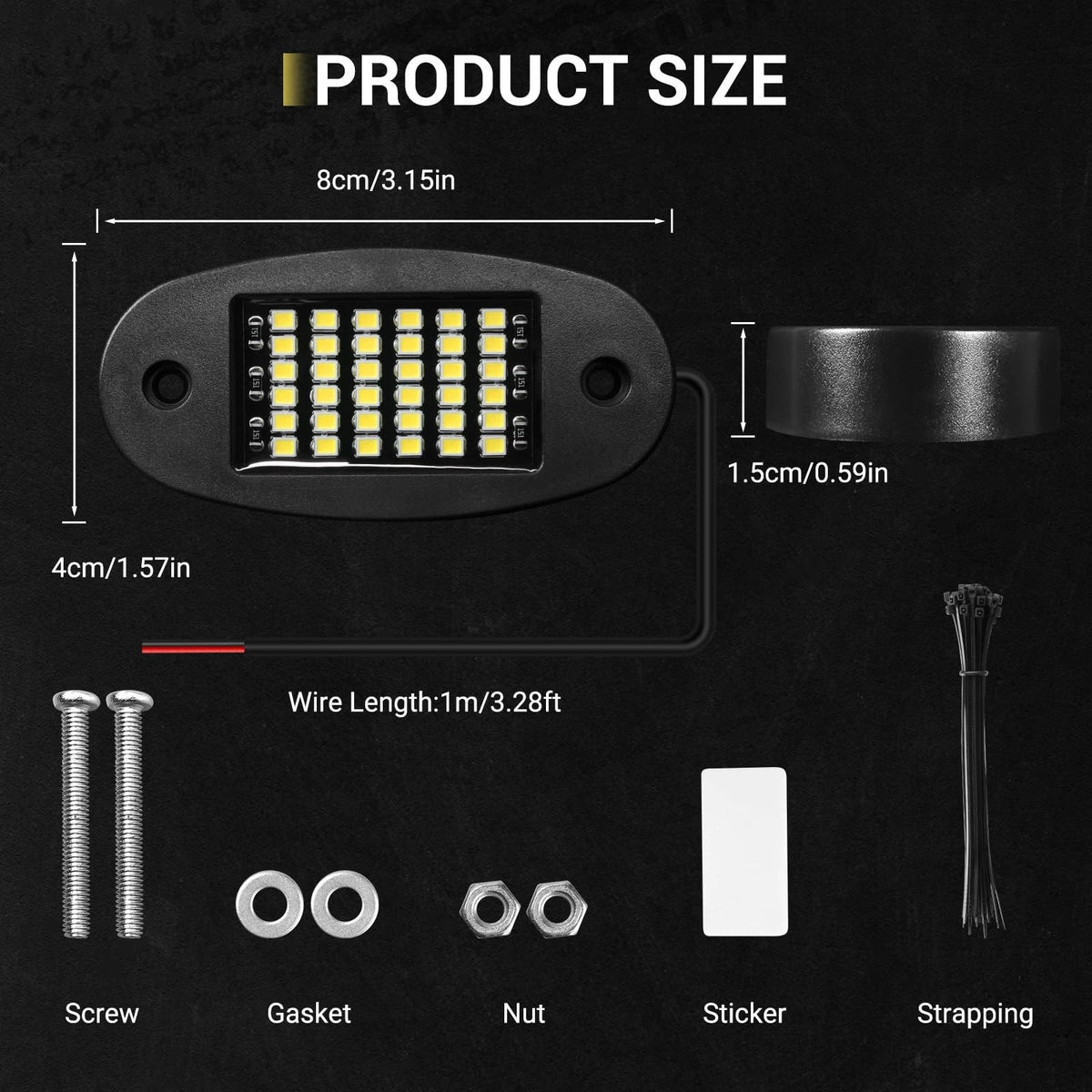 20 Pods White Rock Lights for Automotive (6000K Pure 36 LEDs)