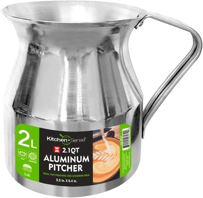 2X Aluminum Pitcher for Frothing and Steaming Milk (5.5 QT)