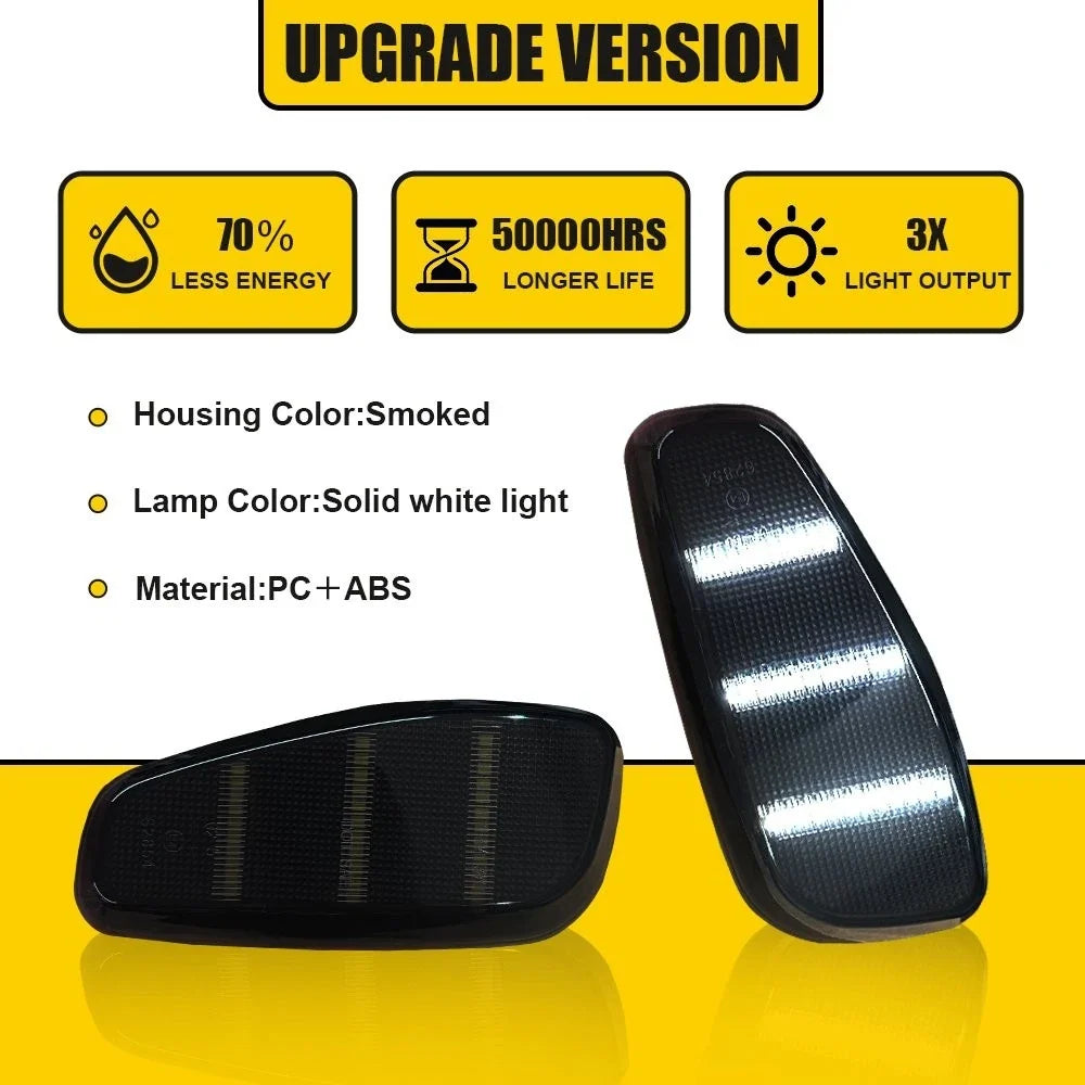 Set of 2 Smoked White LED Side Marker Lights for Jeep Renegade (2015–up)