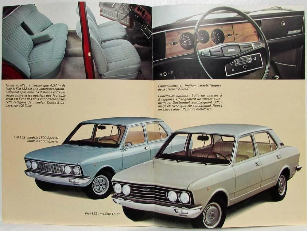 Sales Brochure for Fiat 132 Classe 2 Litres (1973) - French Text