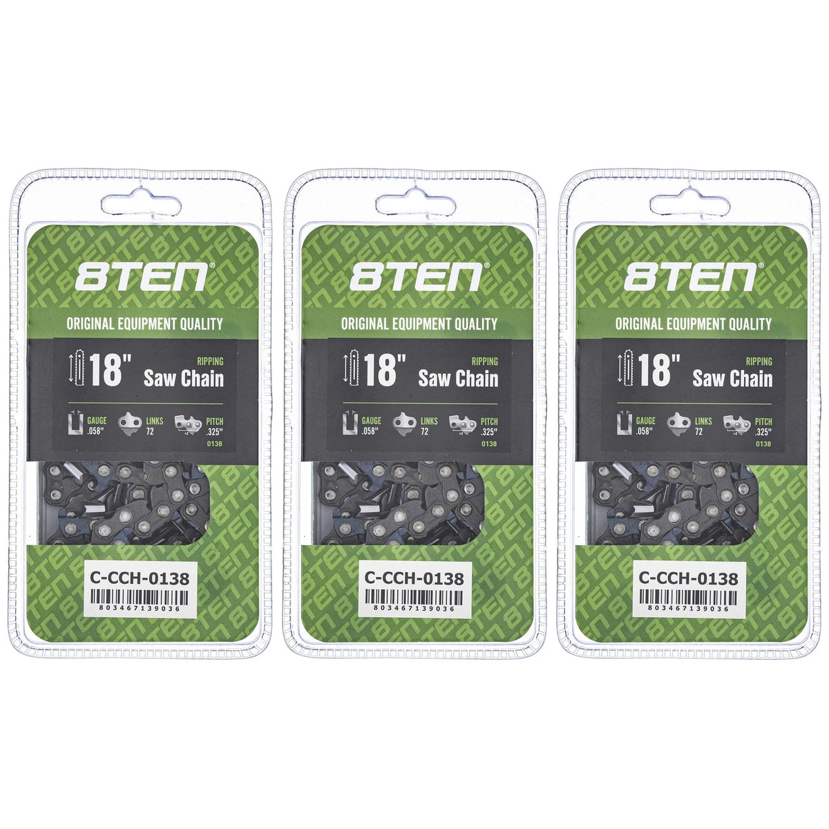 3 Pack Ripping Chainsaw Chain 18 Inch .058 .325 72DL for Husqvarna Jonsered
