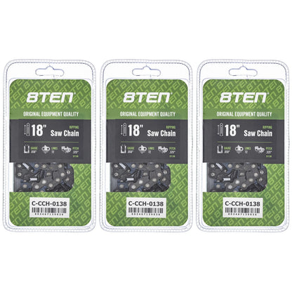 3 Pack Ripping Chainsaw Chain 18 Inch .058 .325 72DL for Husqvarna Jonsered