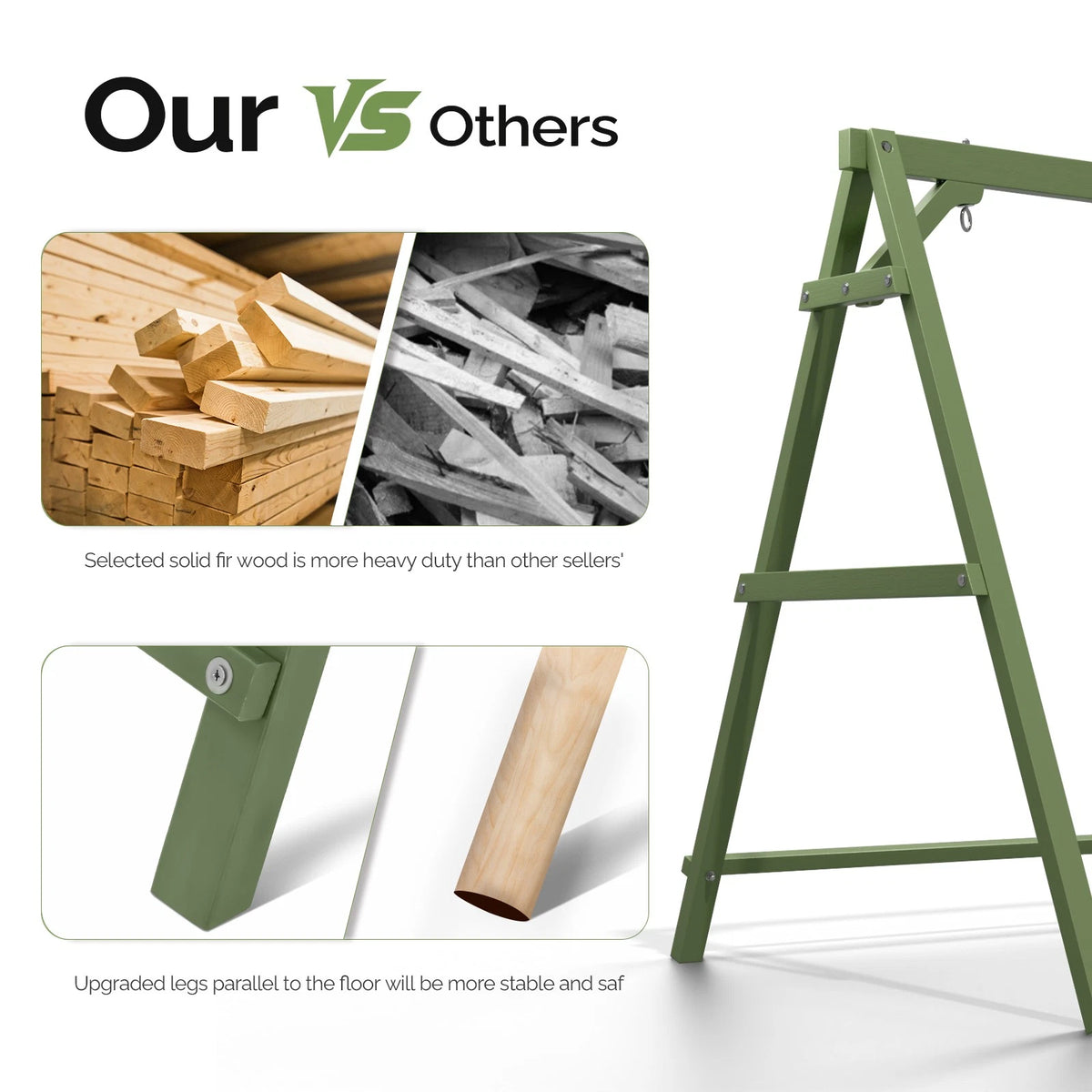 4FT Swing Chair Frame for Garden Olive Green (No Part Numbers)