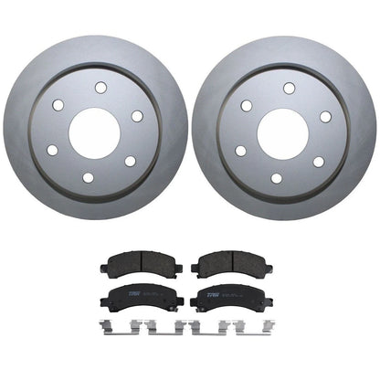 Rear Brake Kit 330mm Disc Rotors & TRW Pro Ceramic Pads for Cadillac Chevy GMC