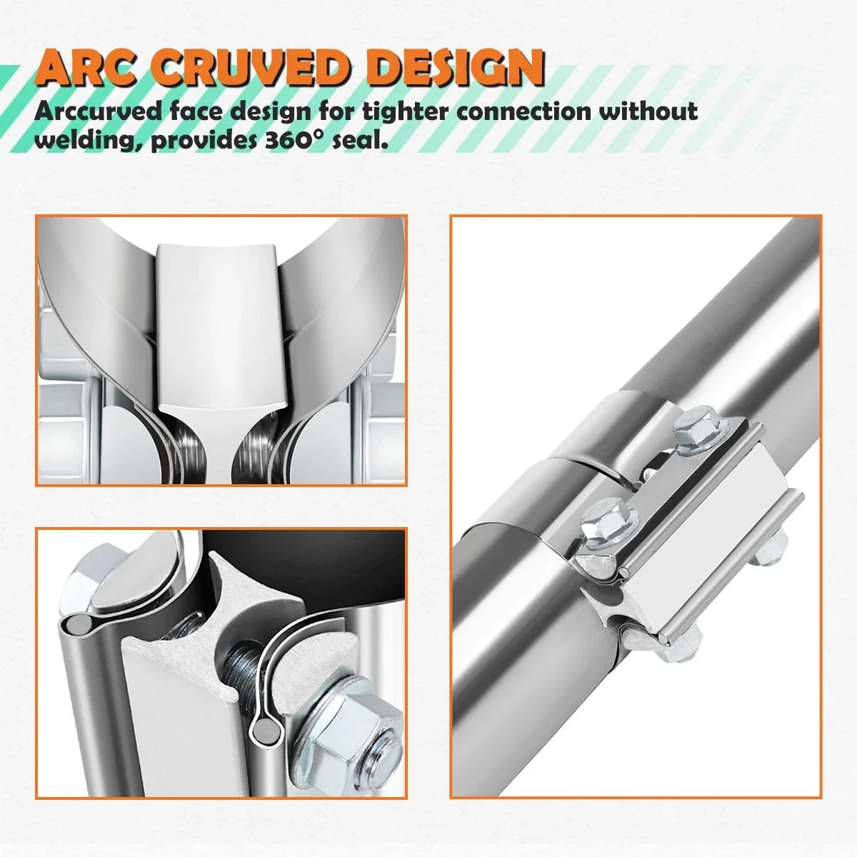 2X 4" Stainless Steel Catback Exhaust Lap Joint Band Seal Clamps for