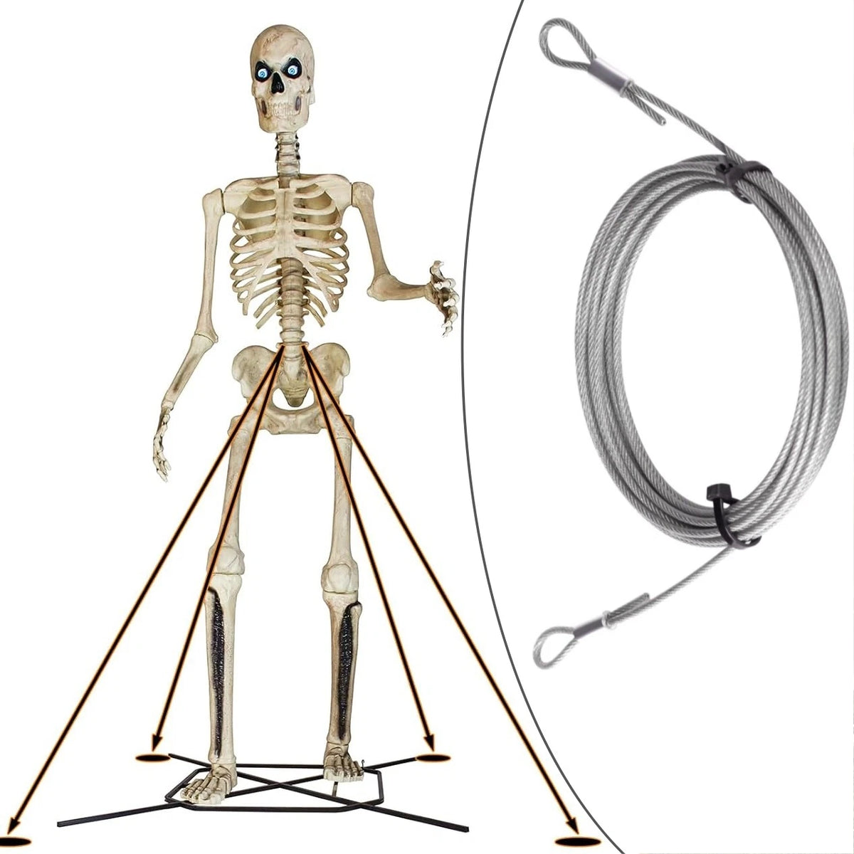Tether Cable Guy Wire for Skeleton (12.5Ft)