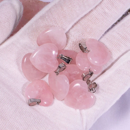 50pcs 20mm Rose Quartz Heart Pendants for Jewelry Making