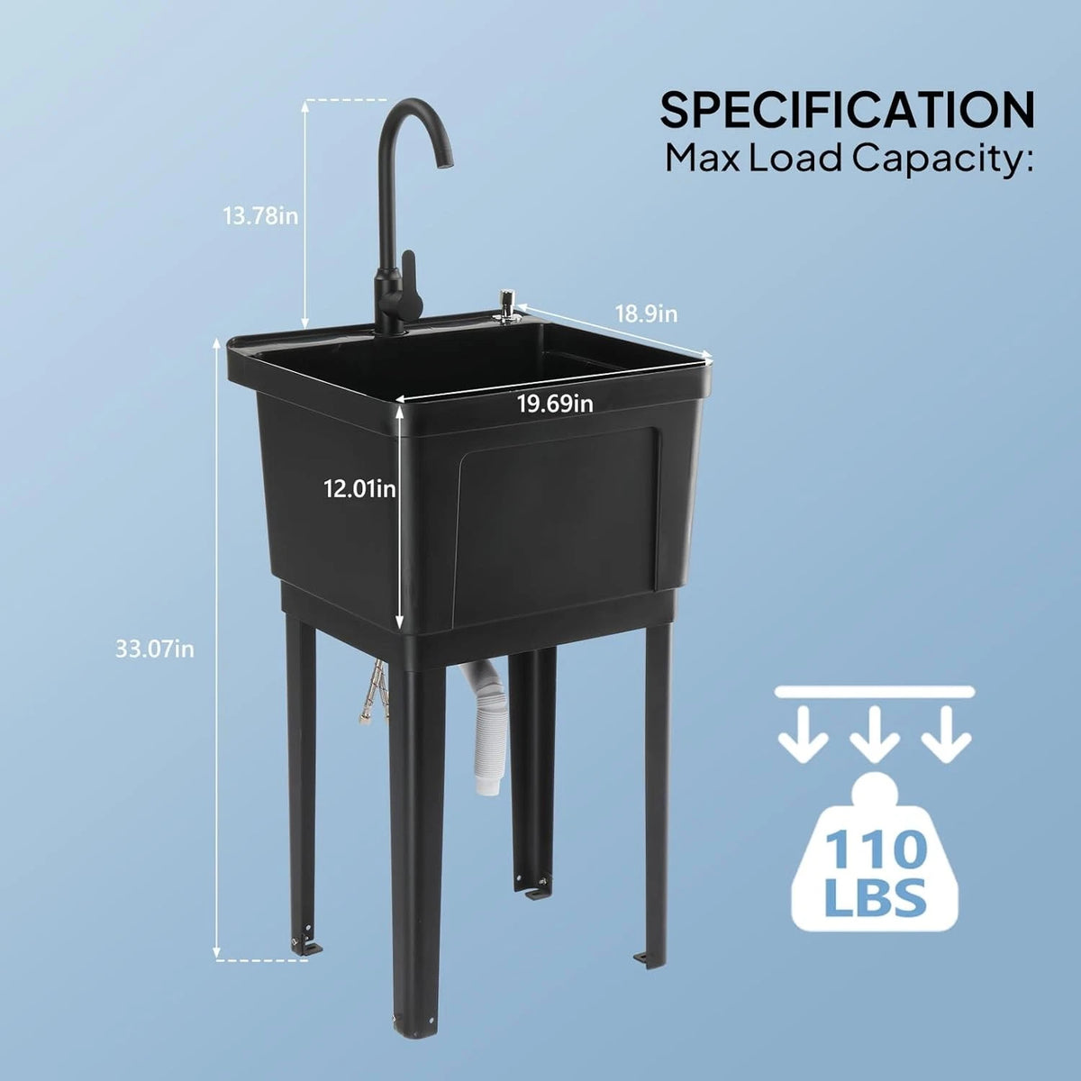 Utility Sink with Soap Dispenser for Basement Pet Bathing and Laundry