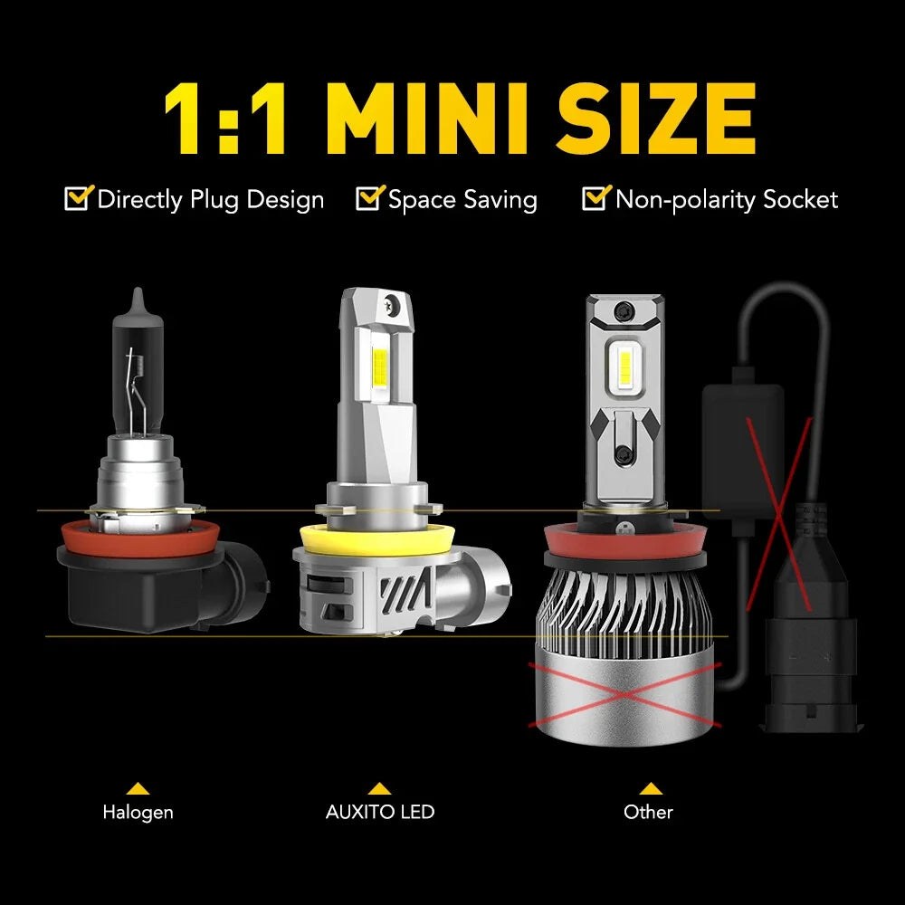 Set of 4 9005 + H11 LED Headlight Kit Bulbs 6500K White 80000LM High/Low Beam