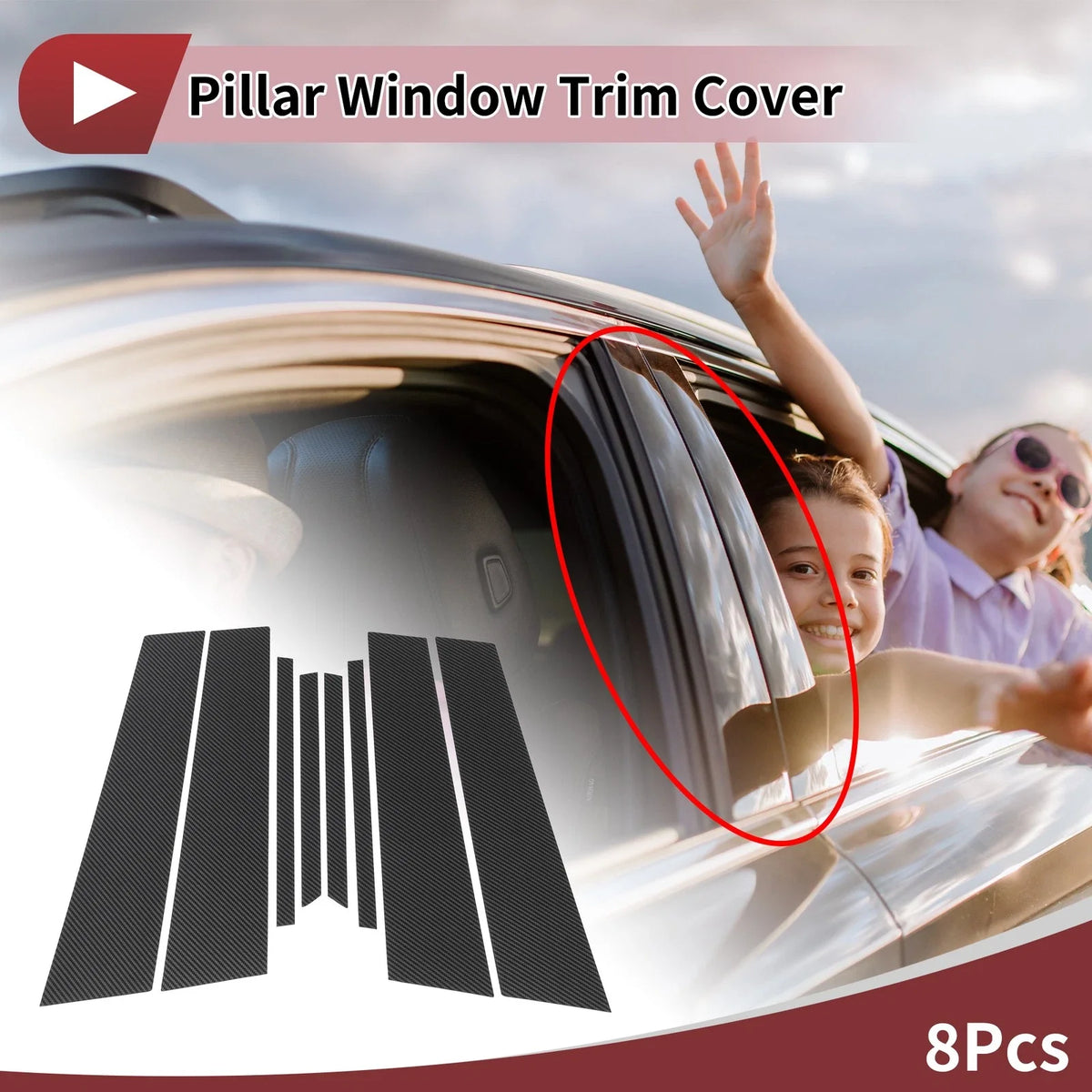 Set of 8 Door Pillar Window Trim for Volkswagen Polo Sedan 