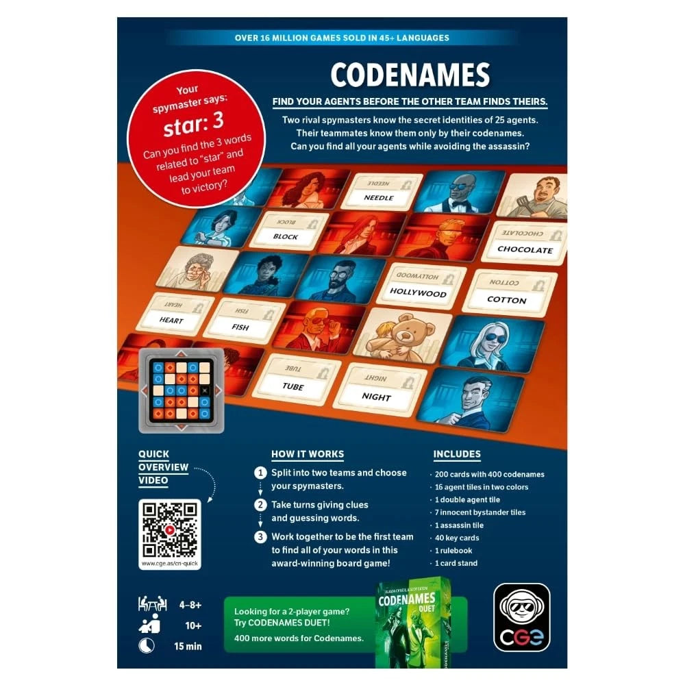 CGE Codenames Board Game for 2nd Edition (Blue and White)