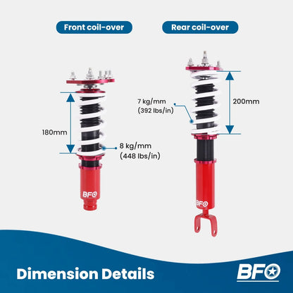 Coilover Suspension Kit 24-Level Damping Adjustable for Honda Prelude (1992–2001)