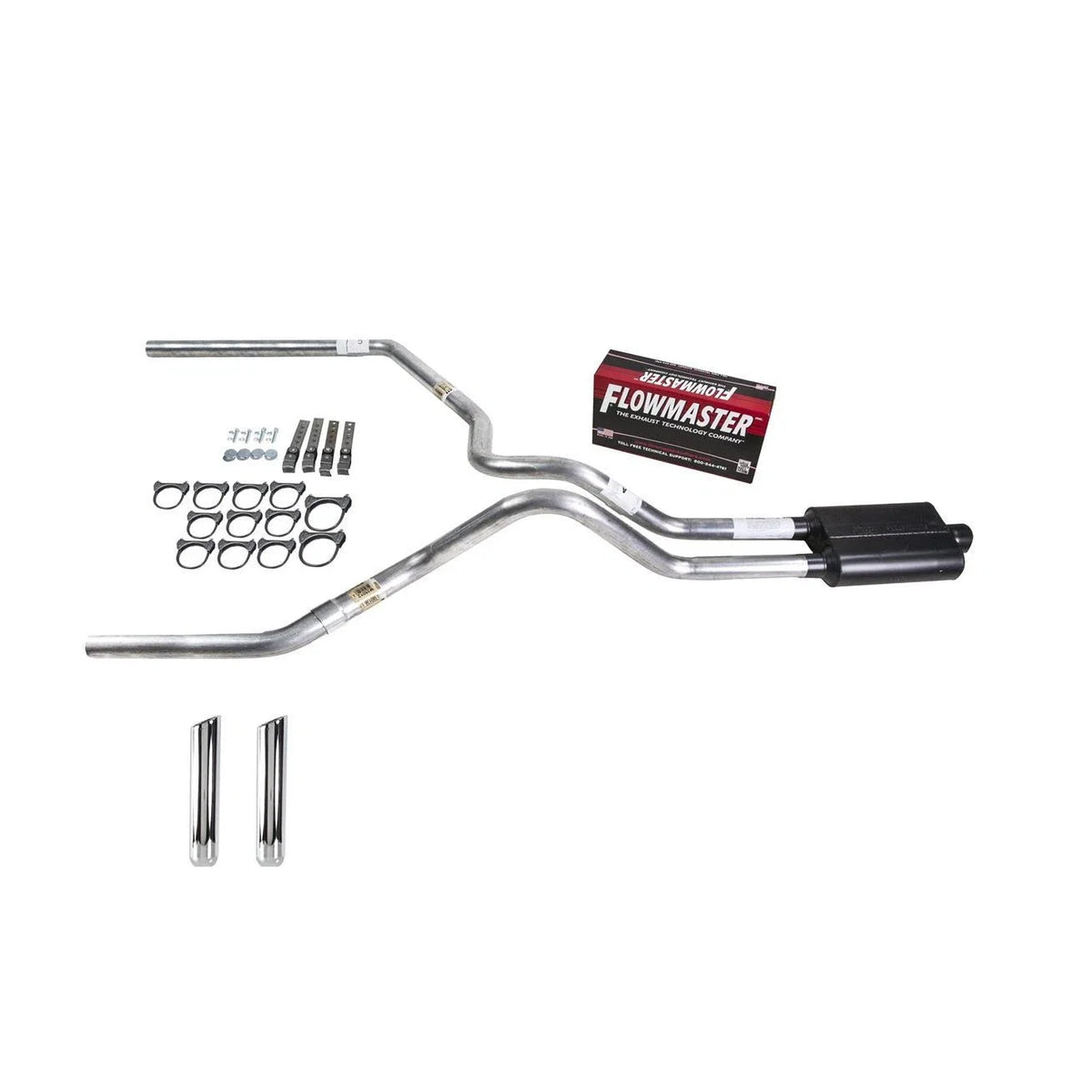Dual Exhaust Pipe for Chevrolet Silverado (1988–1995) - 2.5" Flowmaster Super 44 RW Tip