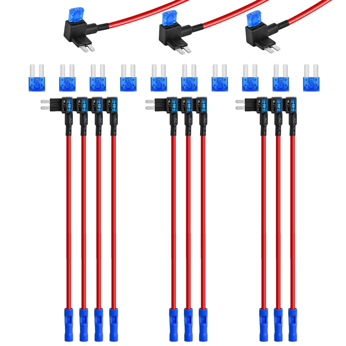 10 Pack Micro2 Fuse Tap Kit for Add-a-Circuit Adapters with 15A Red