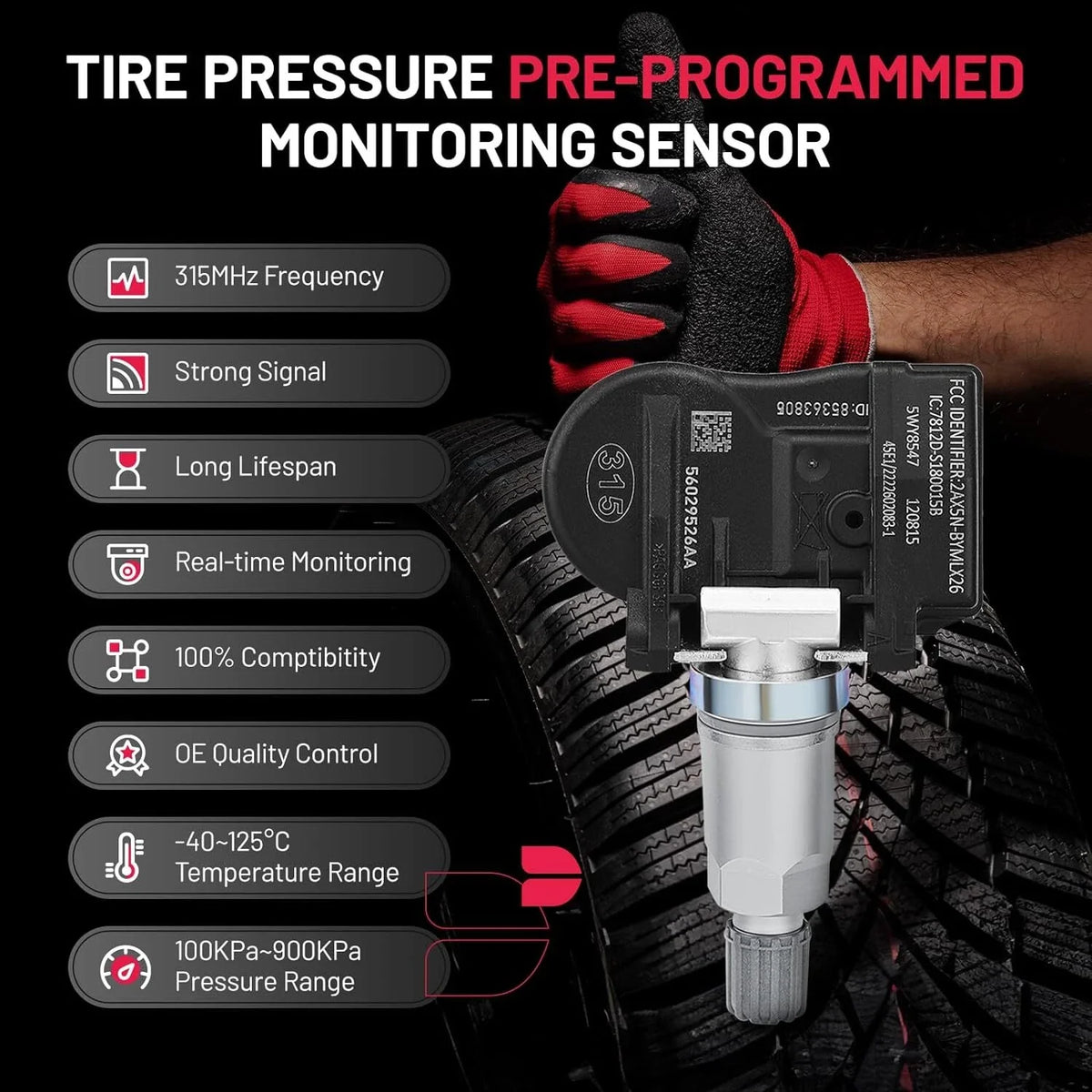 Set of 4 TPMS Tire Pressure Sensors for Chrysler Dodge Jeep