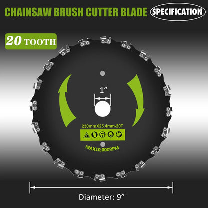 9" x 20T Brush Cutter Blade for Trimmers and Chainsaws