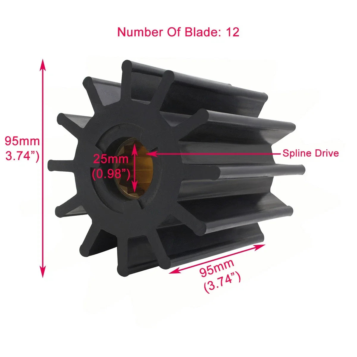 4X Water Pump Neoprene Impeller for Volvo Penta (3830459, Jabsco 17938-0001)