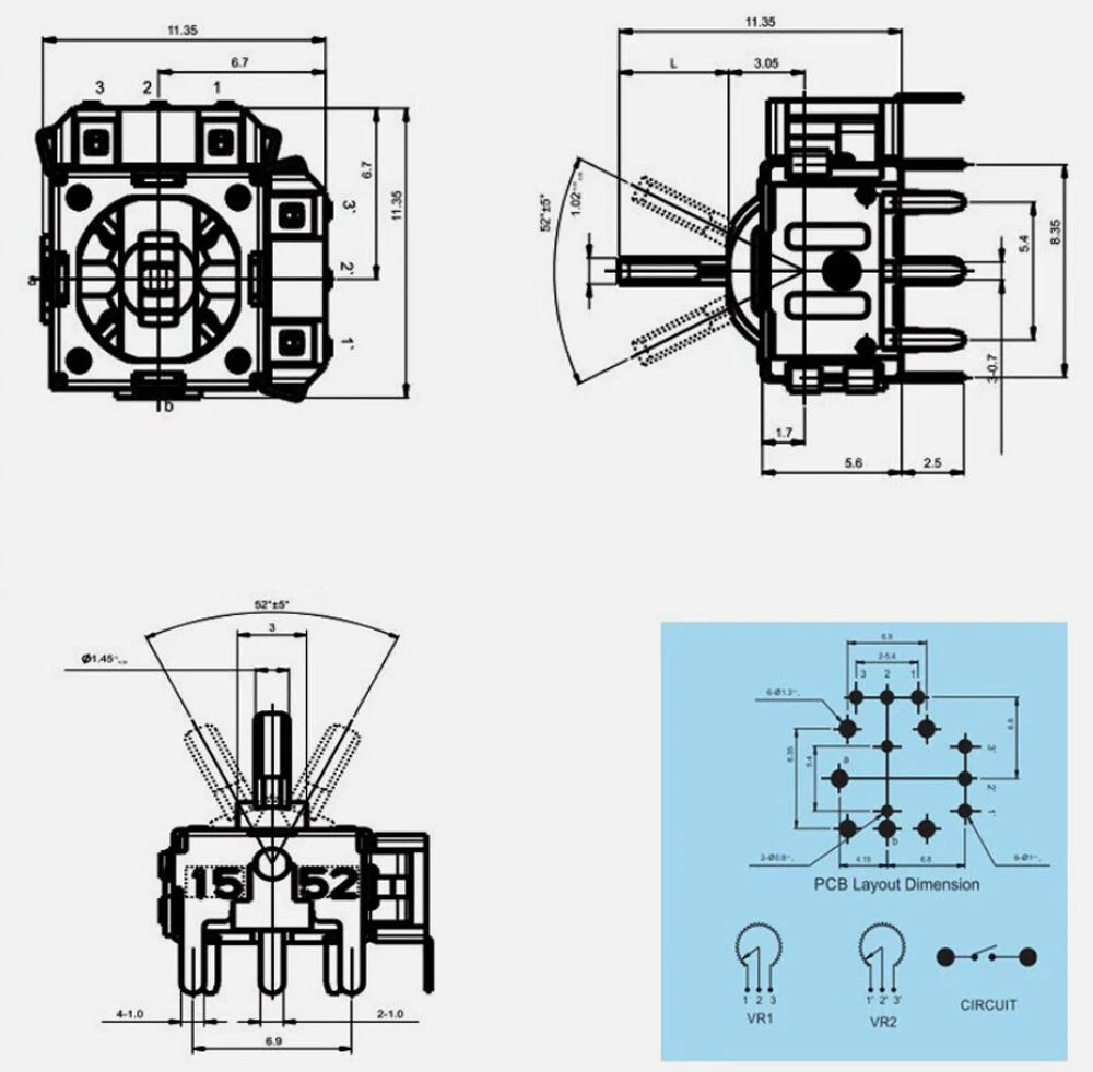 Set of 5 Joystick Potentiometers B10K for FJR06K