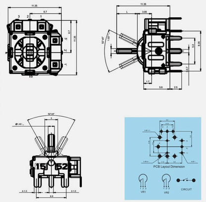 Set of 5 Joystick Potentiometers B10K for FJR06K