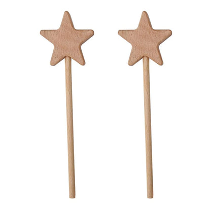 2 Pieces Wooden Star Fairy Wands for Crafting (Unfinished)