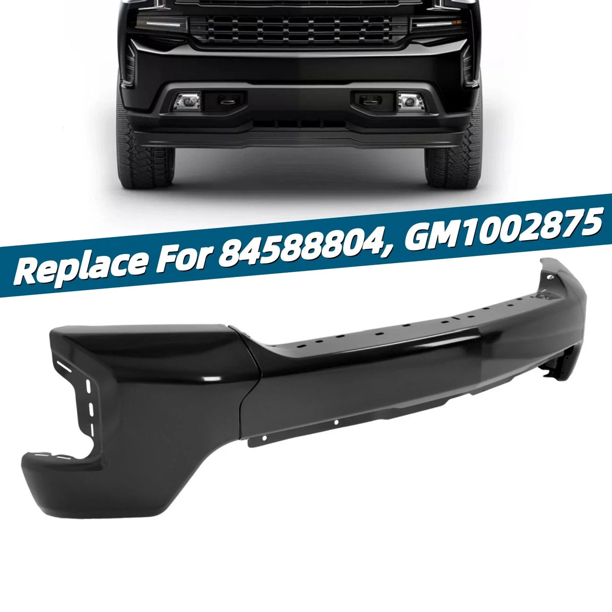 Front Bumper Face Bar for Chevrolet Silverado 1500 (2019–2022) Steel Black